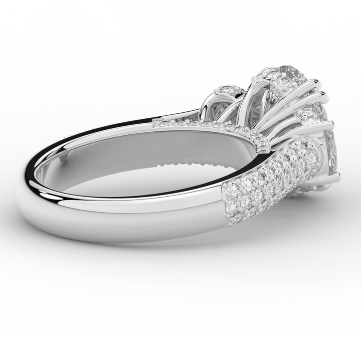 3.70CT.TW OVAL LAB DIAMOND 3 STONE ENGAGEMENT RING - Nazarelle