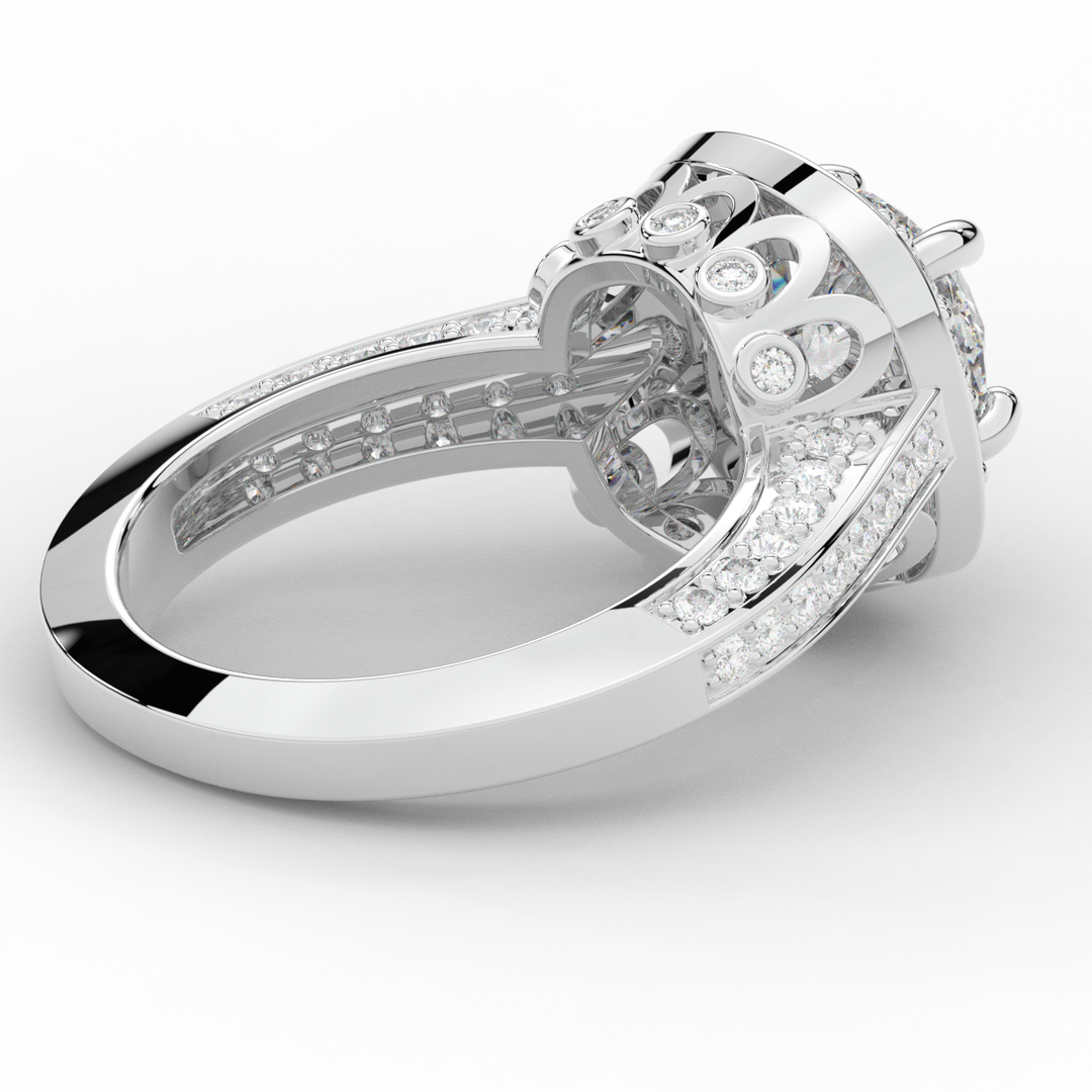 1.50CT.TW ROUND LAB DIAMOND HALO ENGAGEMENT RING - Nazarelle