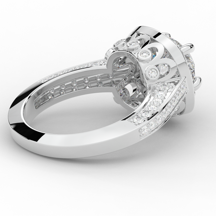 1.50CT.TW ROUND LAB DIAMOND HALO ENGAGEMENT RING - Nazarelle