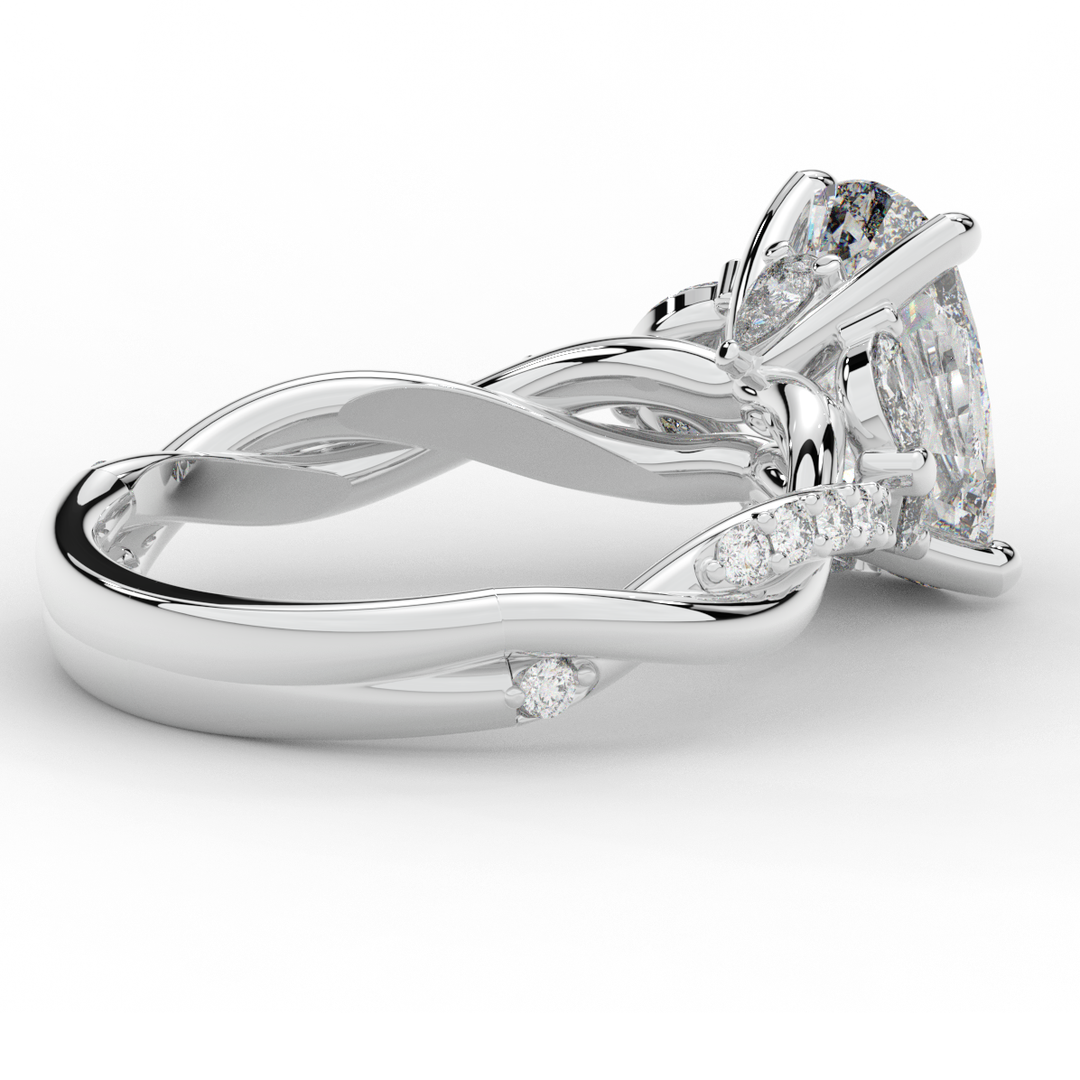 2.40CT.TW CUSHION LAB DIAMOND TWIST BAND ENGAGEMENT RING - Nazarelle