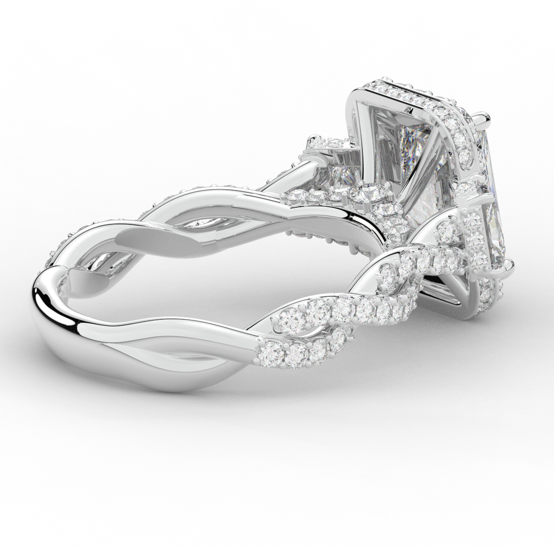 4.70CT.TW RADIANT LAB DIAMOND 3 STONE ENGAGEMENT RING - Nazarelle