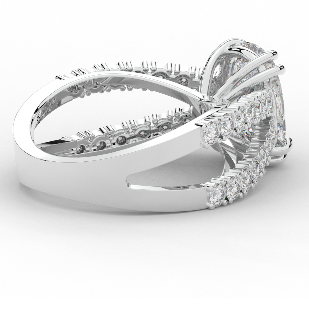 3.75CT.TW CUSHION LAB DIAMOND SPLIT BAND ENGAGEMENT RING - Nazarelle