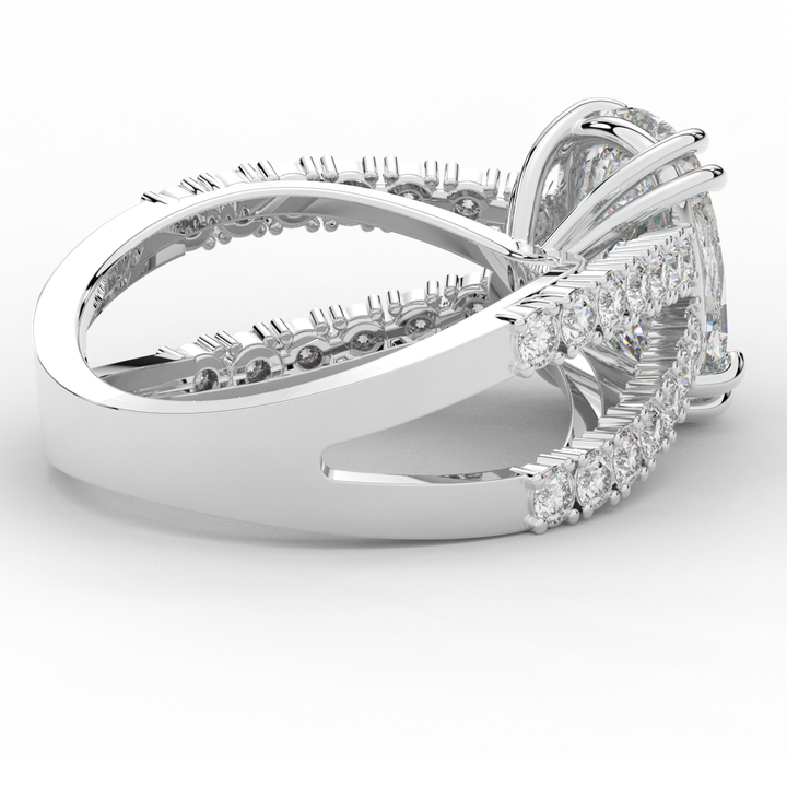 3.75CT.TW CUSHION LAB DIAMOND SPLIT BAND ENGAGEMENT RING - Nazarelle