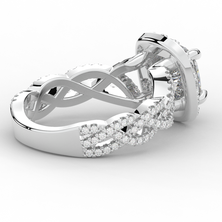 2.70CT.TW CUSHION LAB DIAMOND HALO TRIPLE TWIST ENGAGEMENT RING - Nazarelle