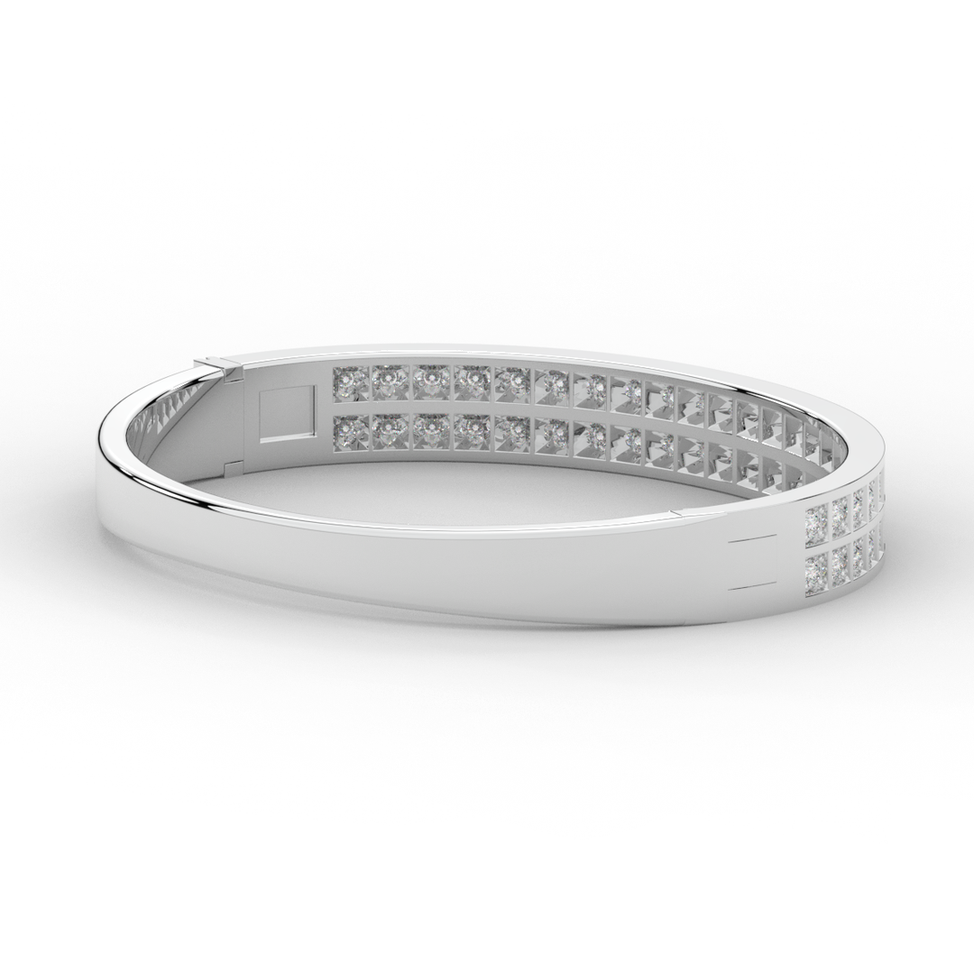 2.00CT.TW ROUND LAB TWO ROW DIAMOND BANGLE - Nazarelle