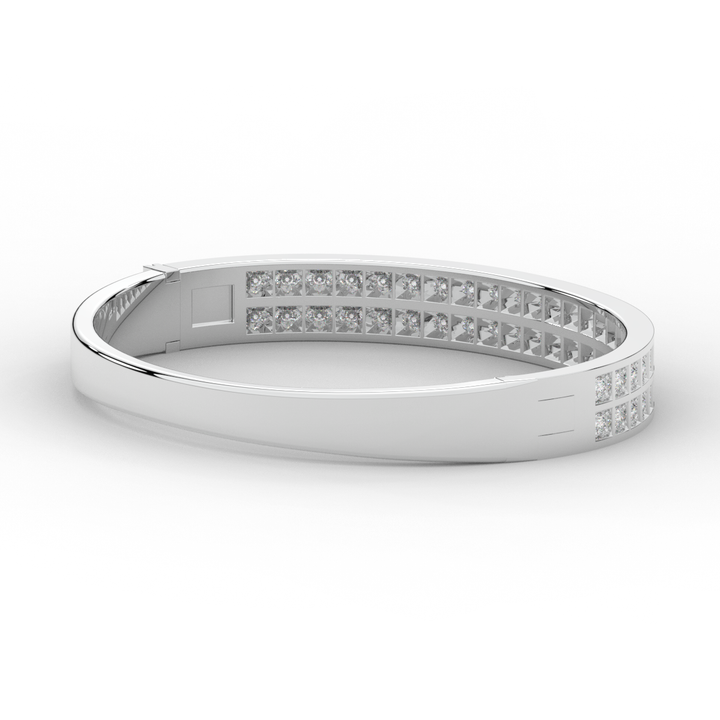 2.00CT.TW ROUND LAB TWO ROW DIAMOND BANGLE - Nazarelle