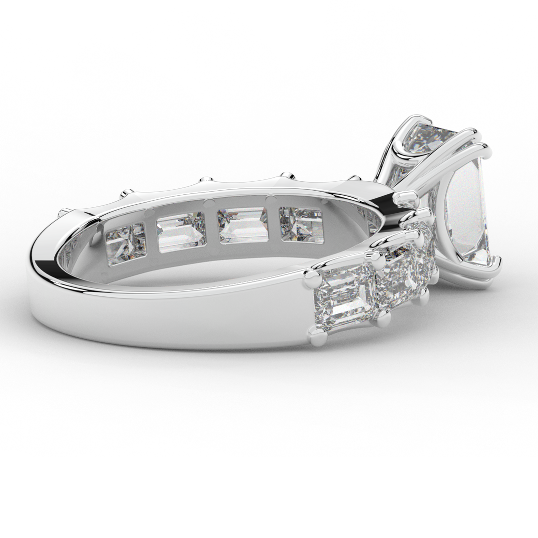 3.75CT.TW EMERALD CUT LAB DIAMOND SOLITAIRE ENGAGEMENT RING - Nazarelle