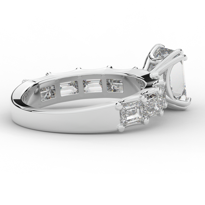 3.75CT.TW EMERALD CUT LAB DIAMOND SOLITAIRE ENGAGEMENT RING - Nazarelle