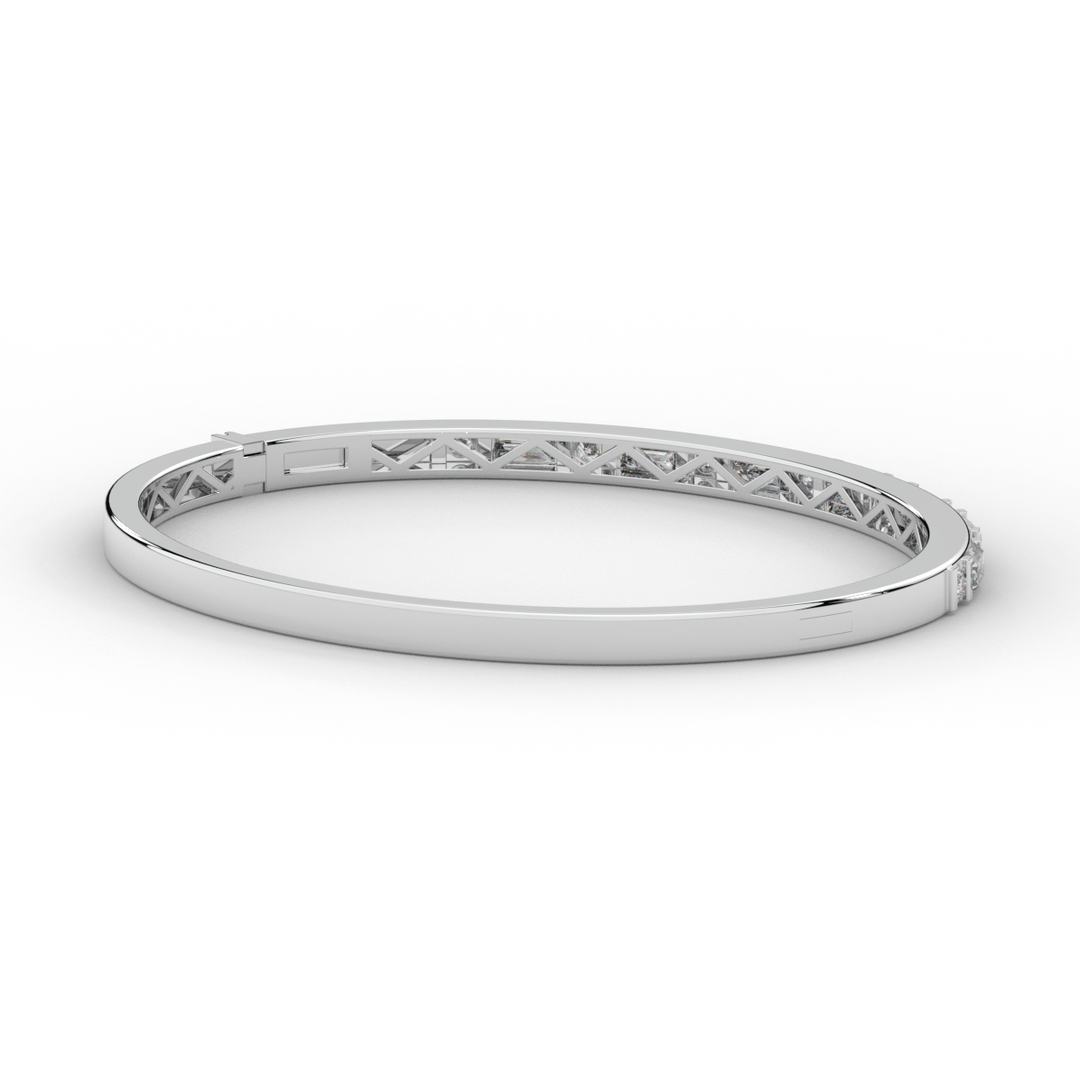 2.75CT.TW ROUND AND EMERALD CUT LAB DIAMOND SHARED PRONG BANGLE - Nazarelle