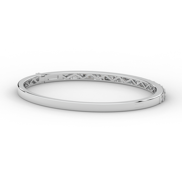 2.75CT.TW ROUND AND EMERALD CUT LAB DIAMOND SHARED PRONG BANGLE - Nazarelle