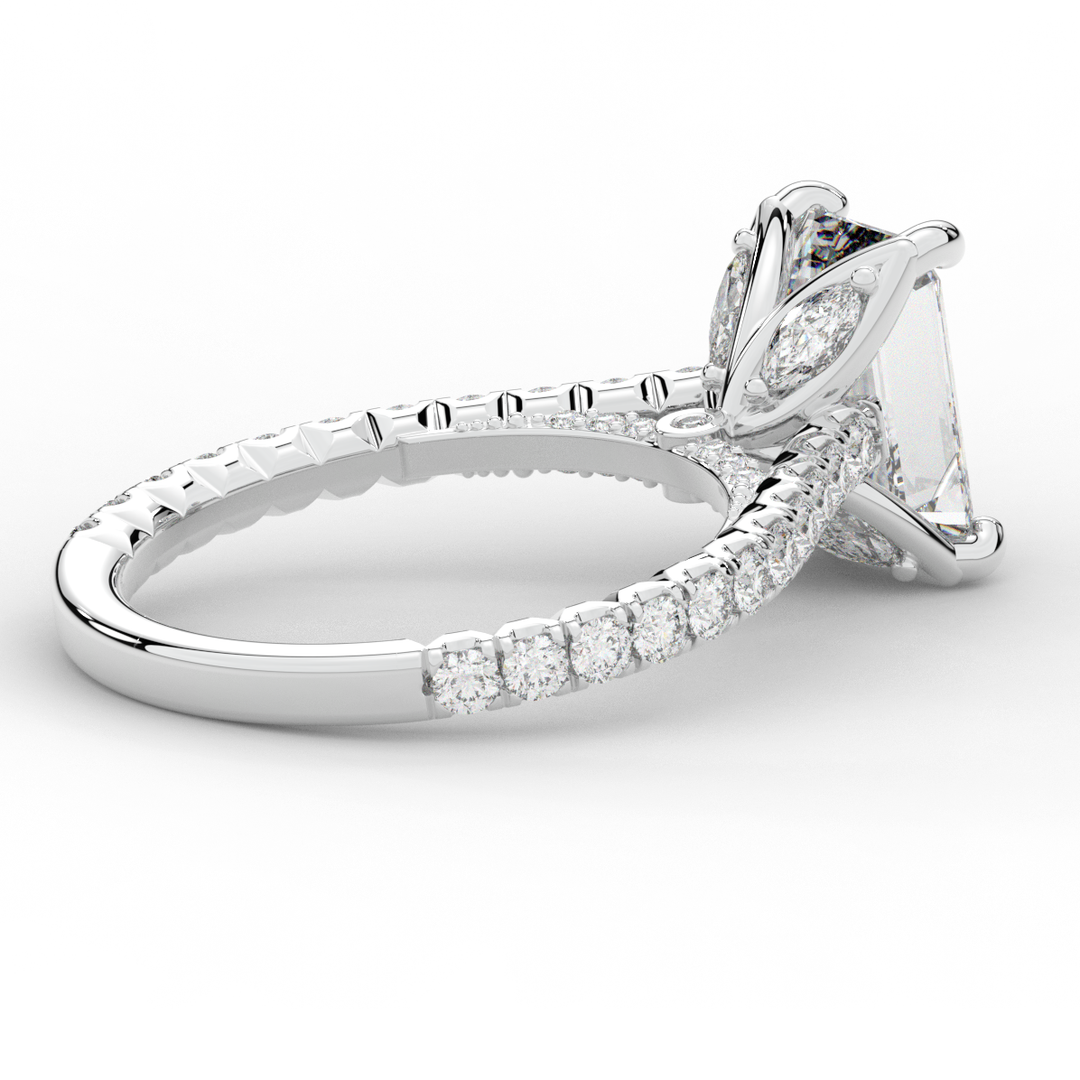 2.70CT.TW EMERALD CUT LAB DIAMOND SOLITAIRE ENGAGEMENT RING - Nazarelle