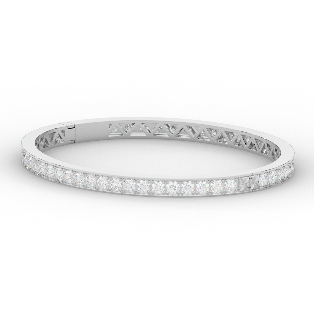 5.10CT.TW ROUND LAB DIAMOND BANGLE - Nazarelle