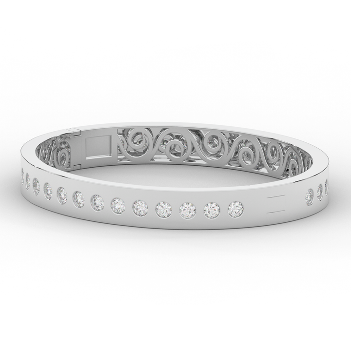 4.50CT.TW ROUND LAB DIAMOND ETERNITY BEZEL SET BANGLE - Nazarelle