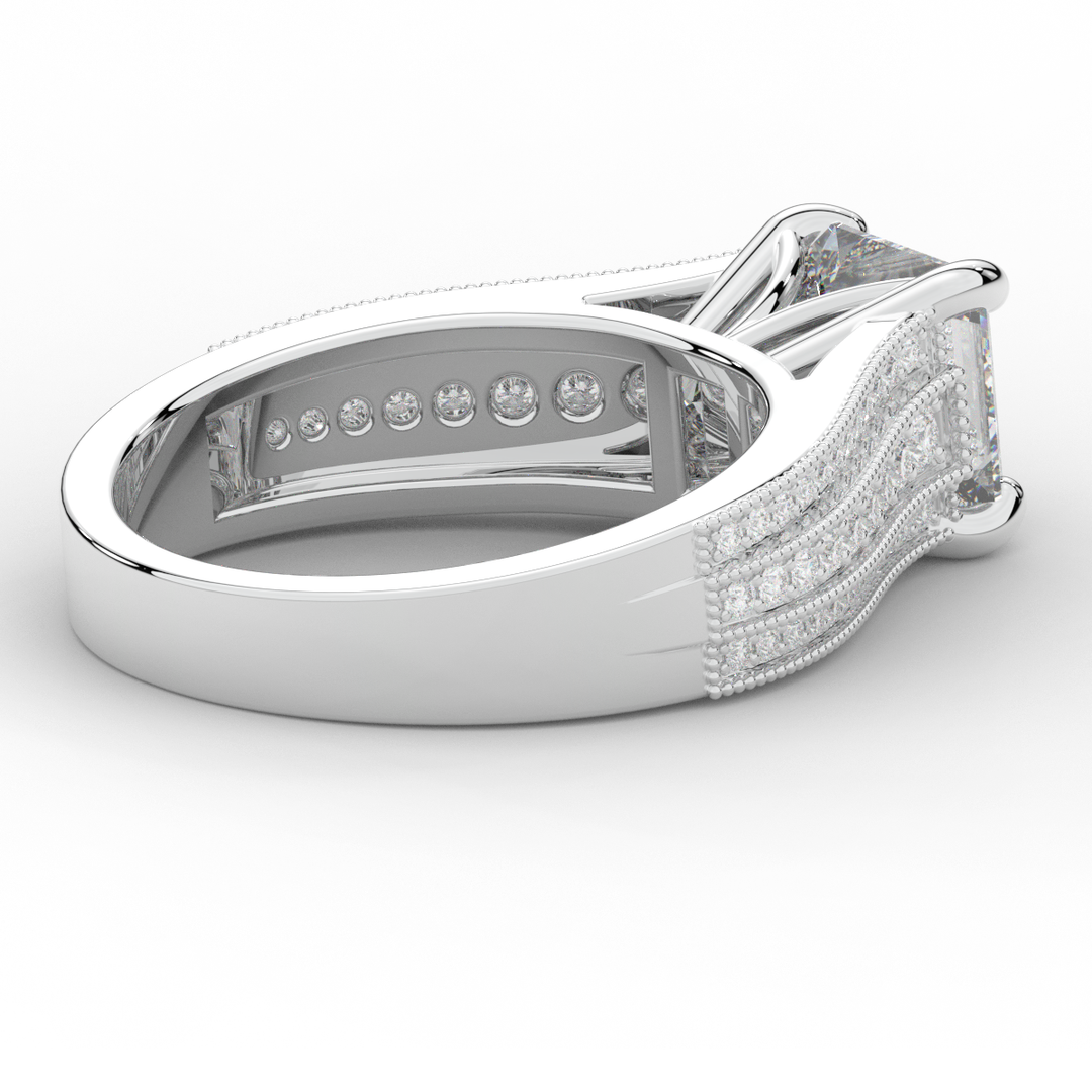 3.55CT.TW PRINCESS LAB DIAMOND ENGAGEMENT RING - Nazarelle