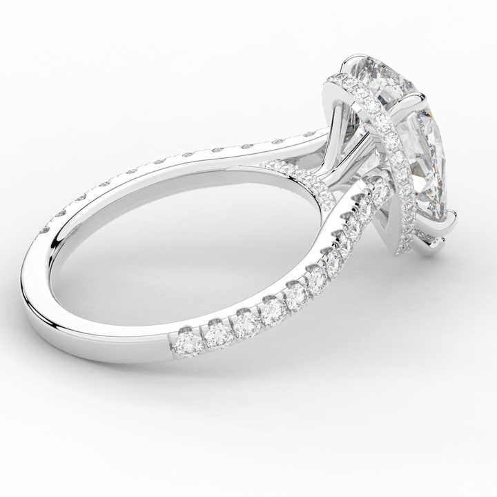 4.60CT.TW PEAR LAB DIAMOND UNDERHALO SOLITAIRE ENGAGEMENT RING - Nazarelle