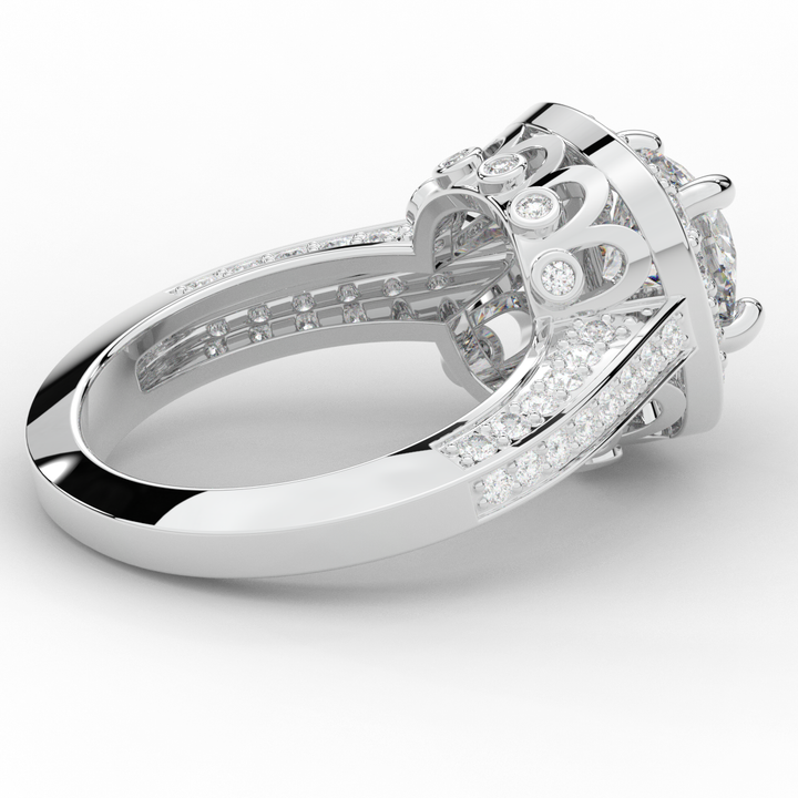 1.50CT.TW ROUND LAB DIAMOND HALO ENGAGEMENT RING - Nazarelle