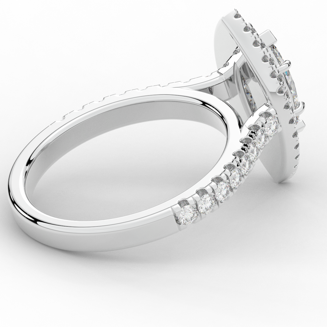 1.00CT.TW MARQUISE LAB DIAMOND HALO ENGAGEMENT RING - Nazarelle