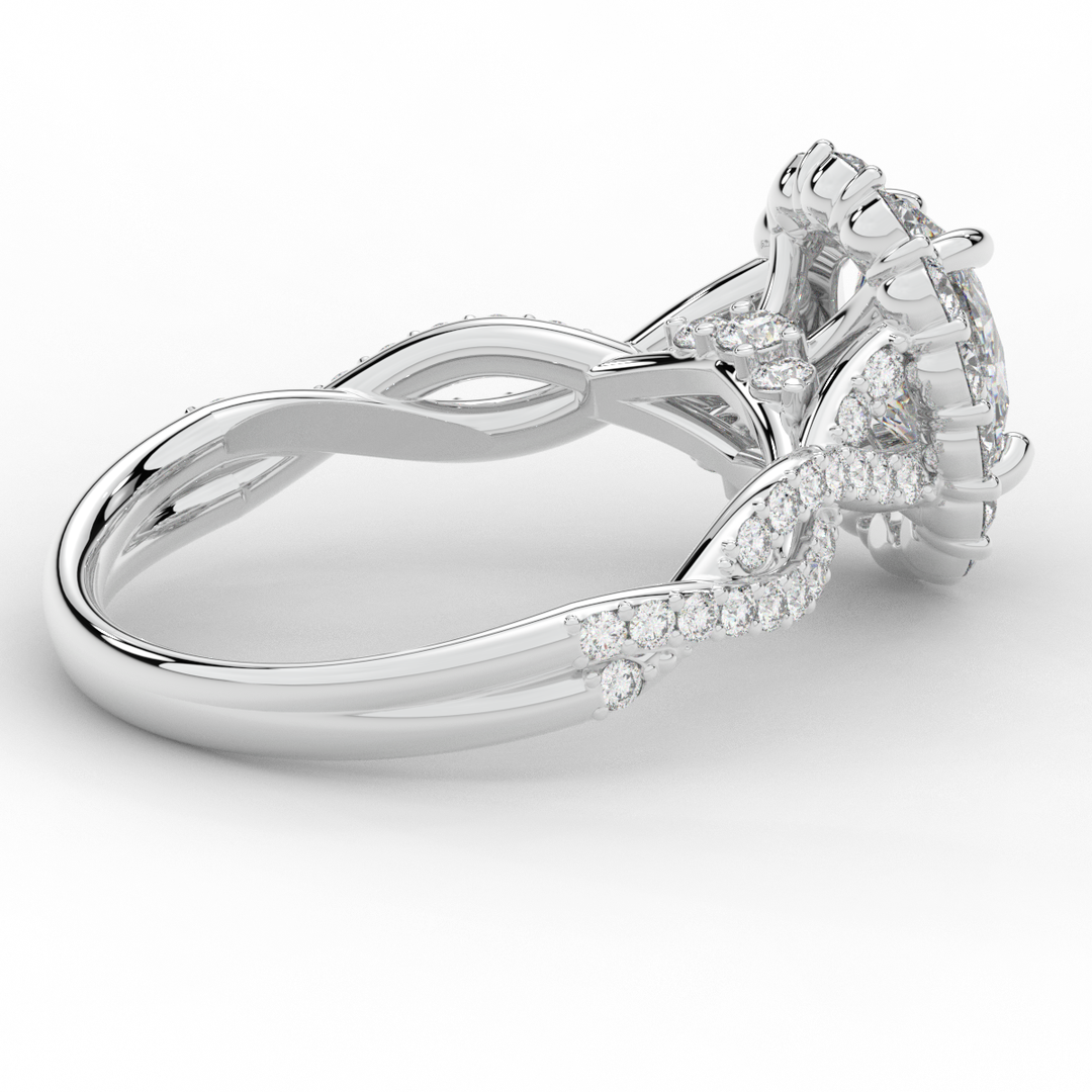 1.75CT.TW OVAL LAB DIAMOND HALO TWIST BAND ENGAGEMENT RING - Nazarelle