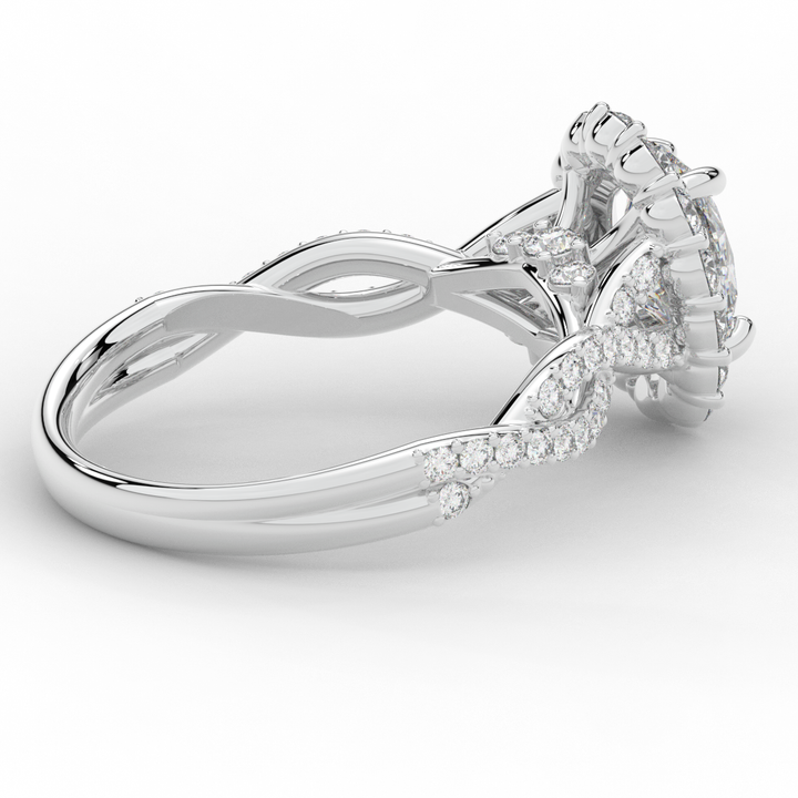 1.75CT.TW OVAL LAB DIAMOND HALO TWIST BAND ENGAGEMENT RING - Nazarelle