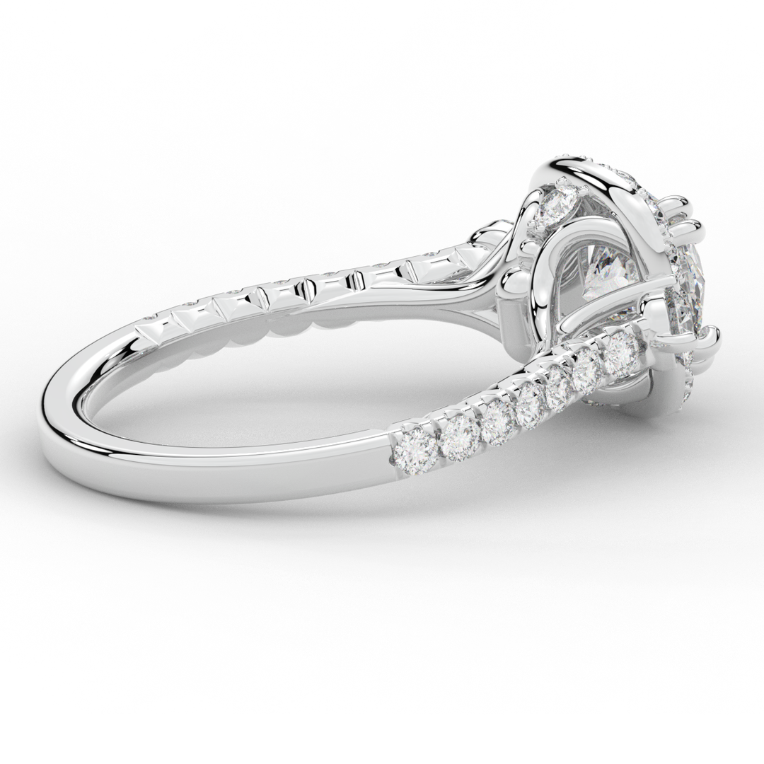 1.75CT.TW ROUND LAB DIAMOND HALO ENGAGEMENT RING - Nazarelle
