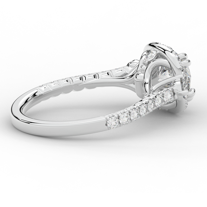 1.75CT.TW ROUND LAB DIAMOND HALO ENGAGEMENT RING - Nazarelle