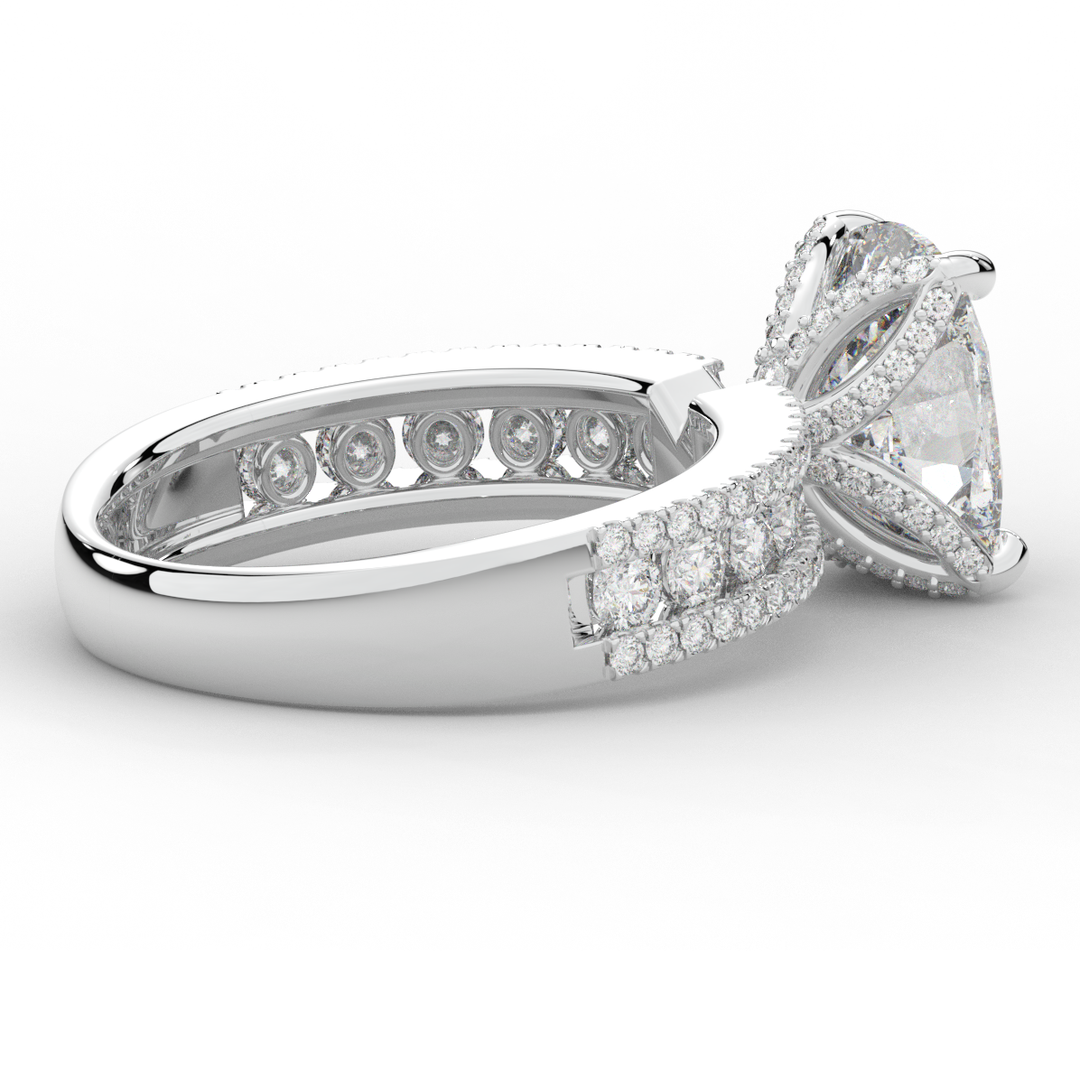 3.95CT.TW CUSHION LAB DIAMOND SOLITAIRE ENGAGEMENT RING - Nazarelle