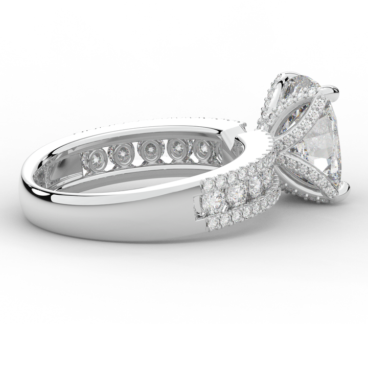 3.95CT.TW CUSHION LAB DIAMOND SOLITAIRE ENGAGEMENT RING - Nazarelle