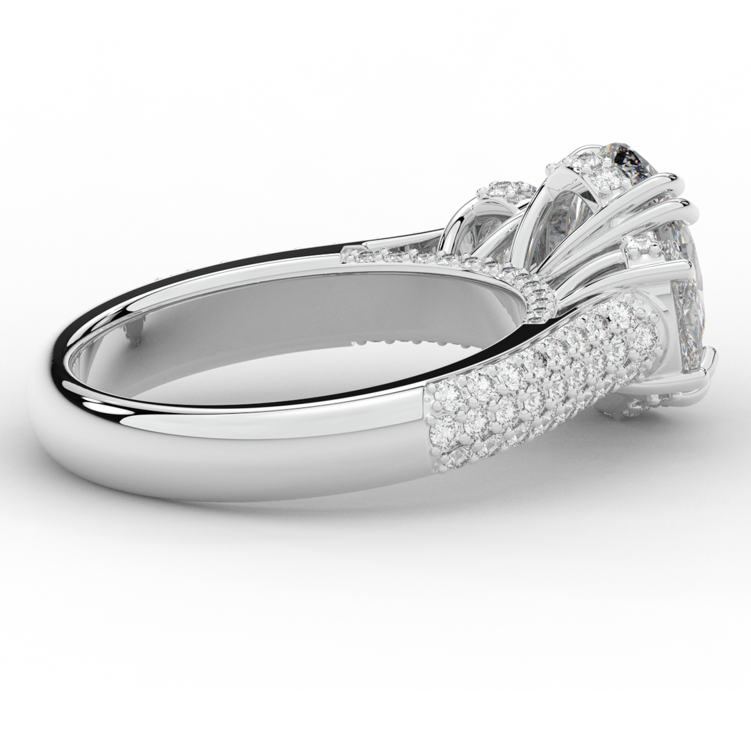 3.70CT.TW OVAL LAB DIAMOND 3 STONE ENGAGEMENT RING - Nazarelle