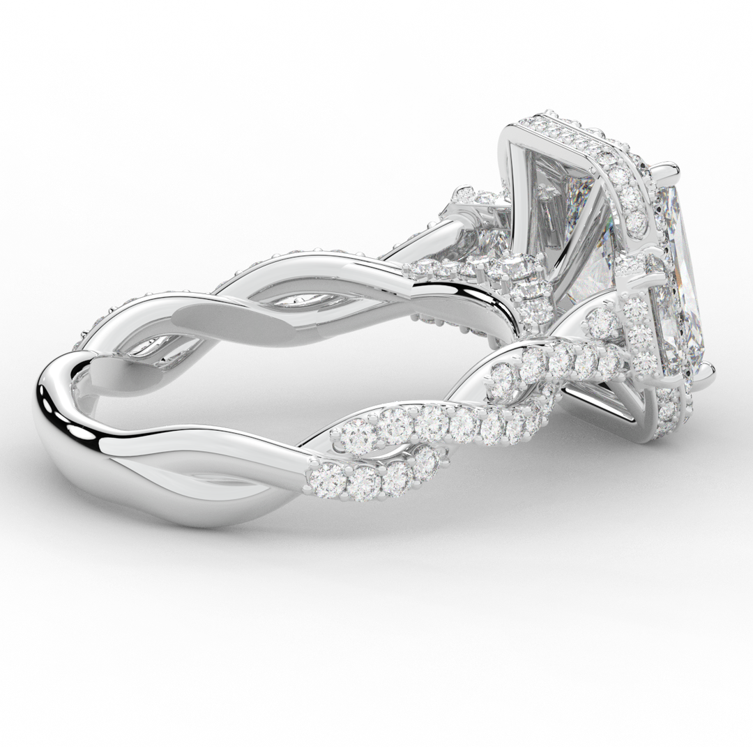 4.70CT.TW RADIANT LAB DIAMOND 3 STONE ENGAGEMENT RING - Nazarelle
