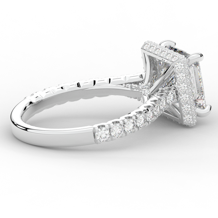 3.90CT.TW PRINCESS LAB DIAMOND HALO ENGAGEMENT RING - Nazarelle