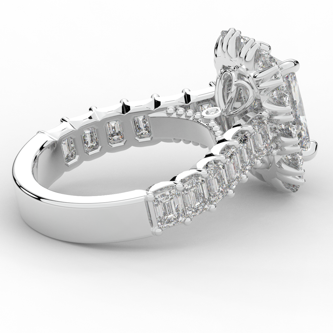 6.00CT.TW RADIANT LAB DIAMOND HALO ENGAGEMENT RING - Nazarelle