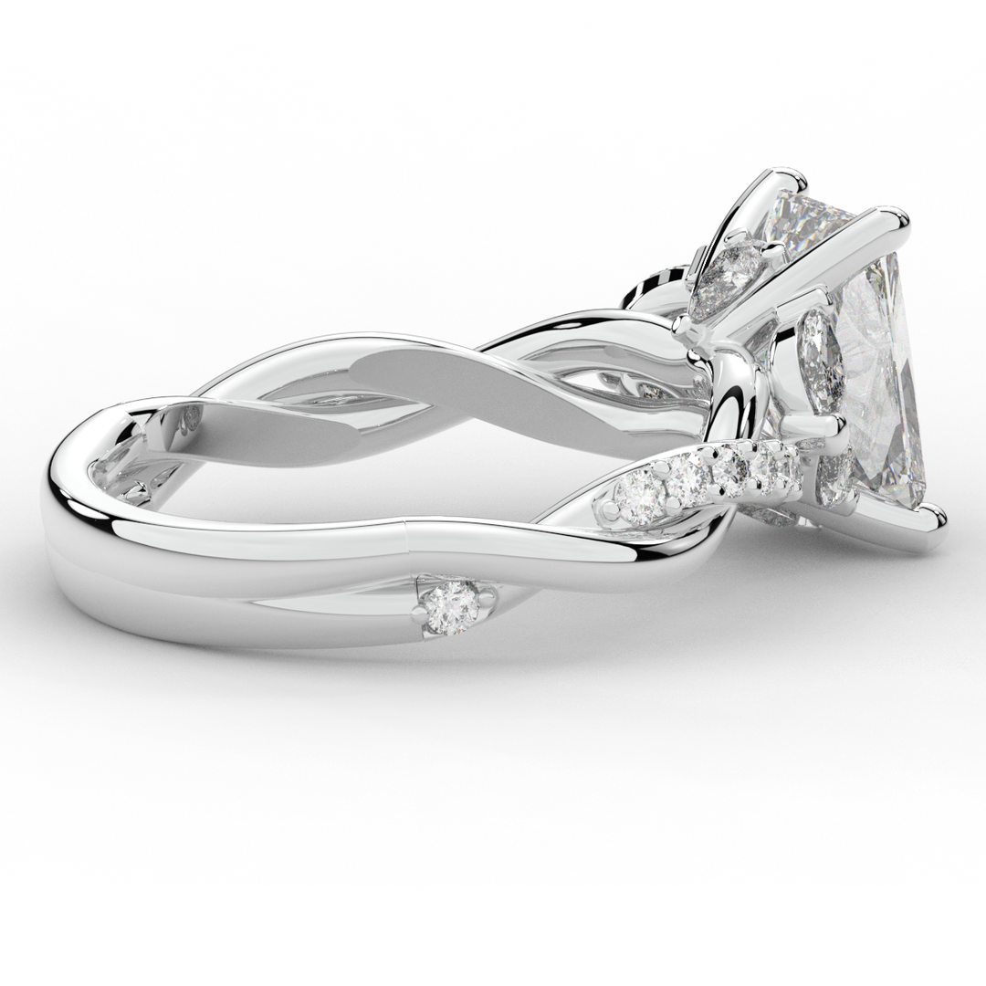2.40CT.TW RADIANT LAB DIAMOND TWIST BAND ENGAGEMENT RING - Nazarelle