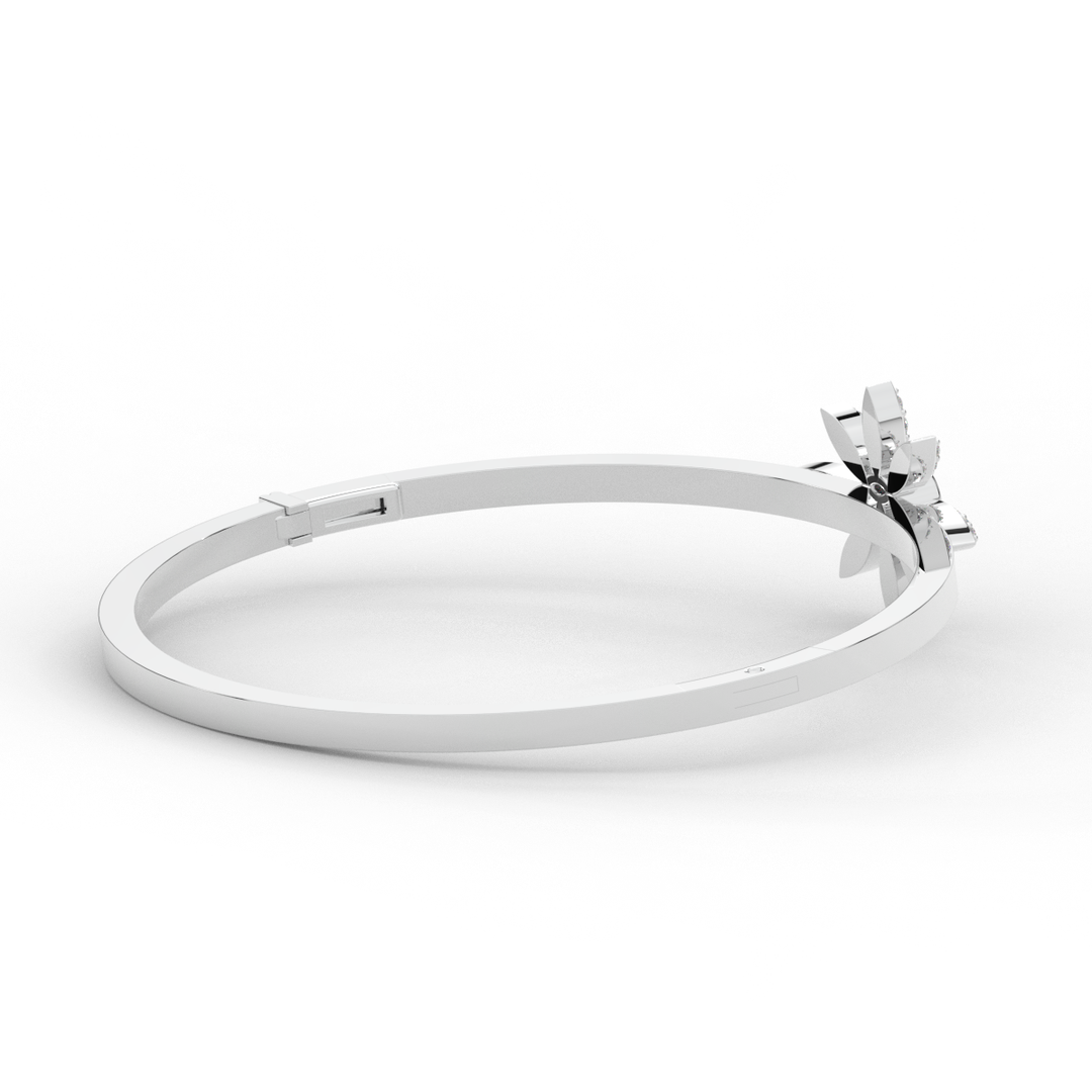 0.40CT.TW ROUND LAB BEZEL AND PRONG SET FLOWER DIAMOND BANGLE - Nazarelle
