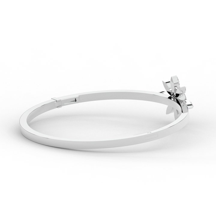 0.40CT.TW ROUND LAB BEZEL AND PRONG SET FLOWER DIAMOND BANGLE - Nazarelle