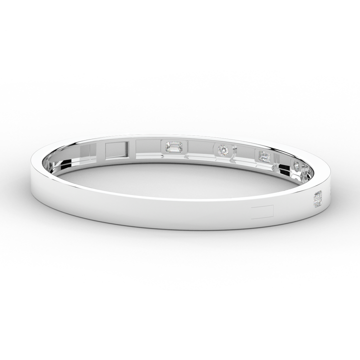1.00CT.TW ROUND AND EMERALD CUT LAB DIAMOND BEZEL SET BANGLE - Nazarelle
