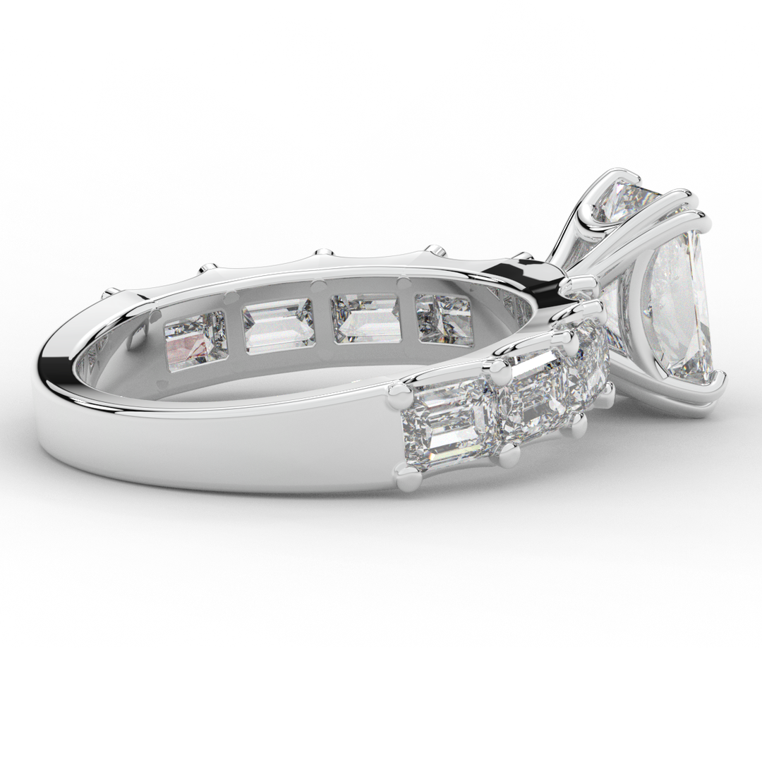 3.75CT.TW RADIANT LAB DIAMOND SOLITAIRE ENGAGEMENT RING - Nazarelle