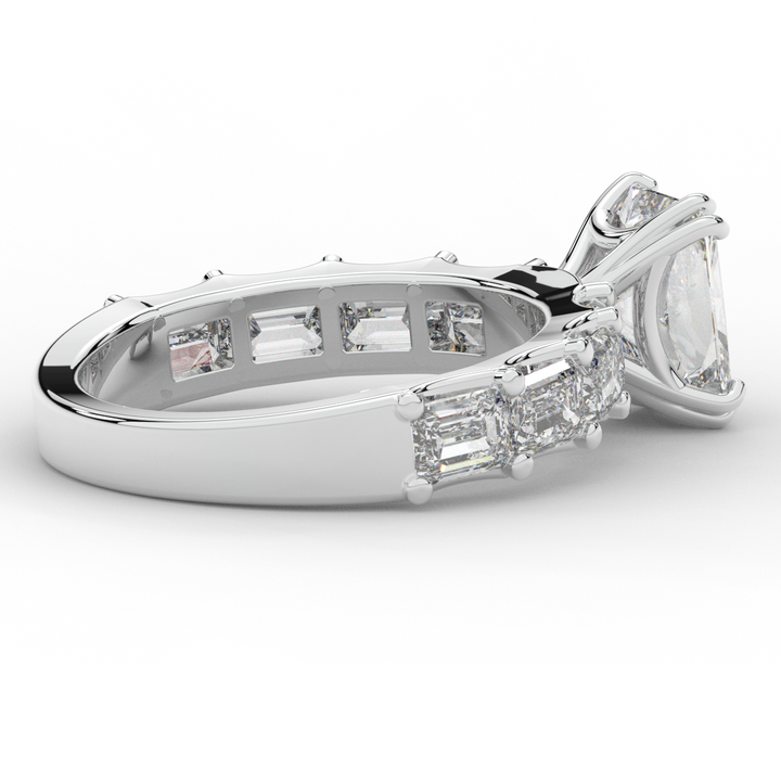 3.75CT.TW RADIANT LAB DIAMOND SOLITAIRE ENGAGEMENT RING - Nazarelle