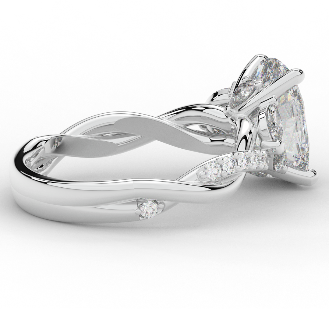 2.40CT.TW CUSHION LAB DIAMOND TWIST BAND ENGAGEMENT RING - Nazarelle