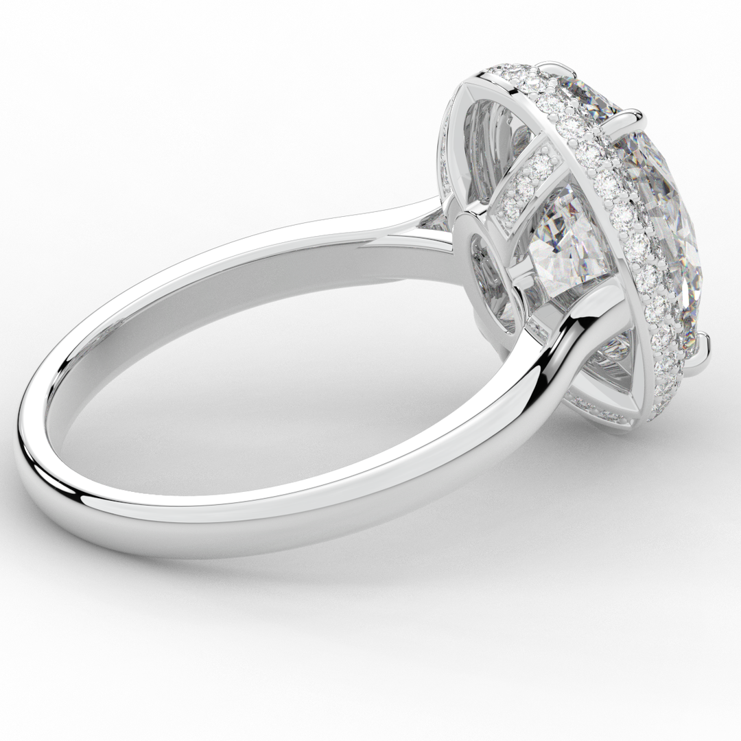 4.40CT.TW OVAL LAB DIAMOND HALO ENGAGEMENT RING - Nazarelle