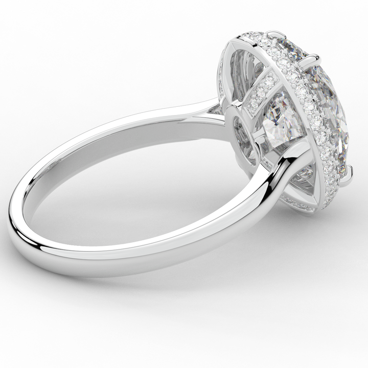 4.40CT.TW OVAL LAB DIAMOND HALO ENGAGEMENT RING - Nazarelle
