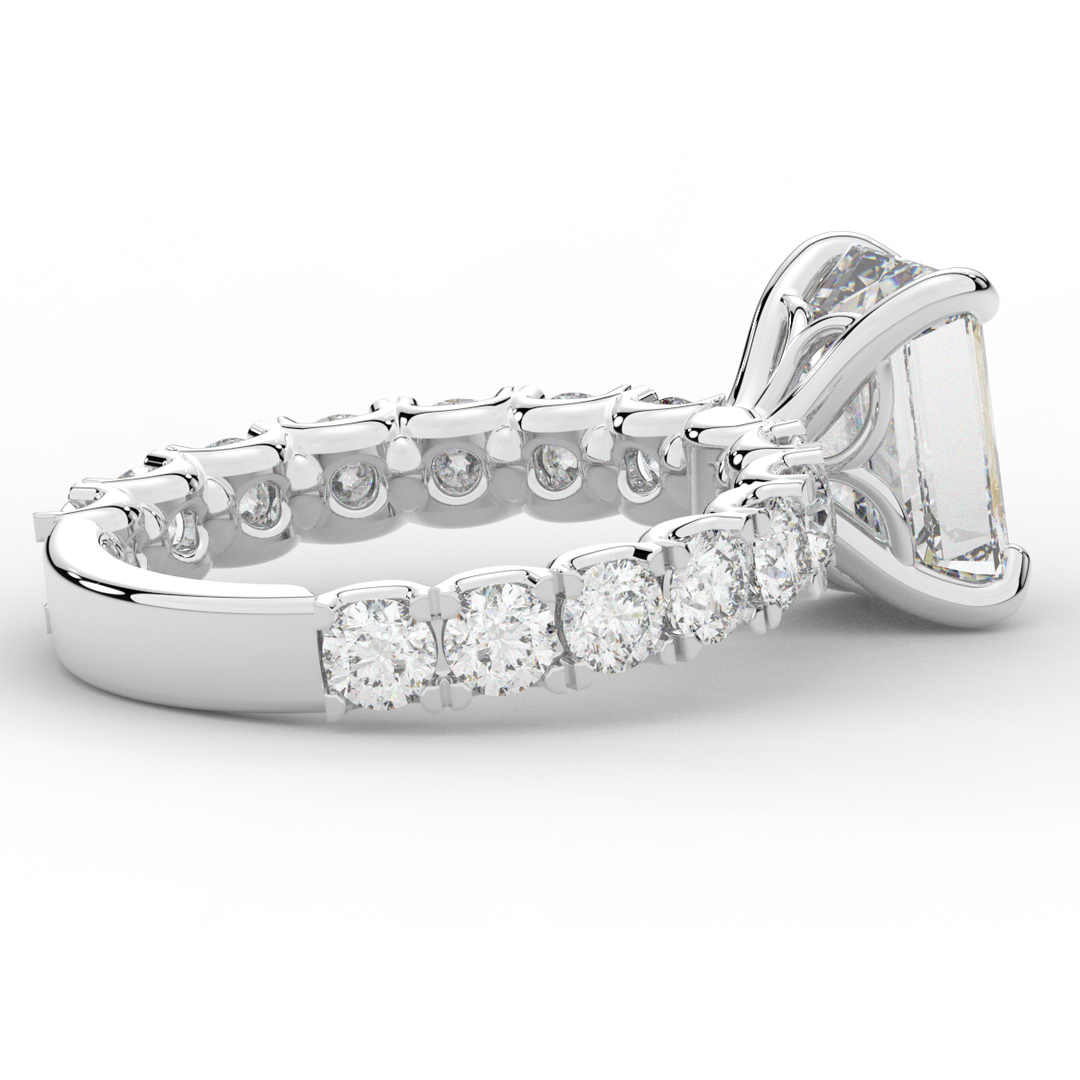 4.35CT.TW EMERALD CUT LAB DIAMOND ENGAGEMENT RING - Nazarelle