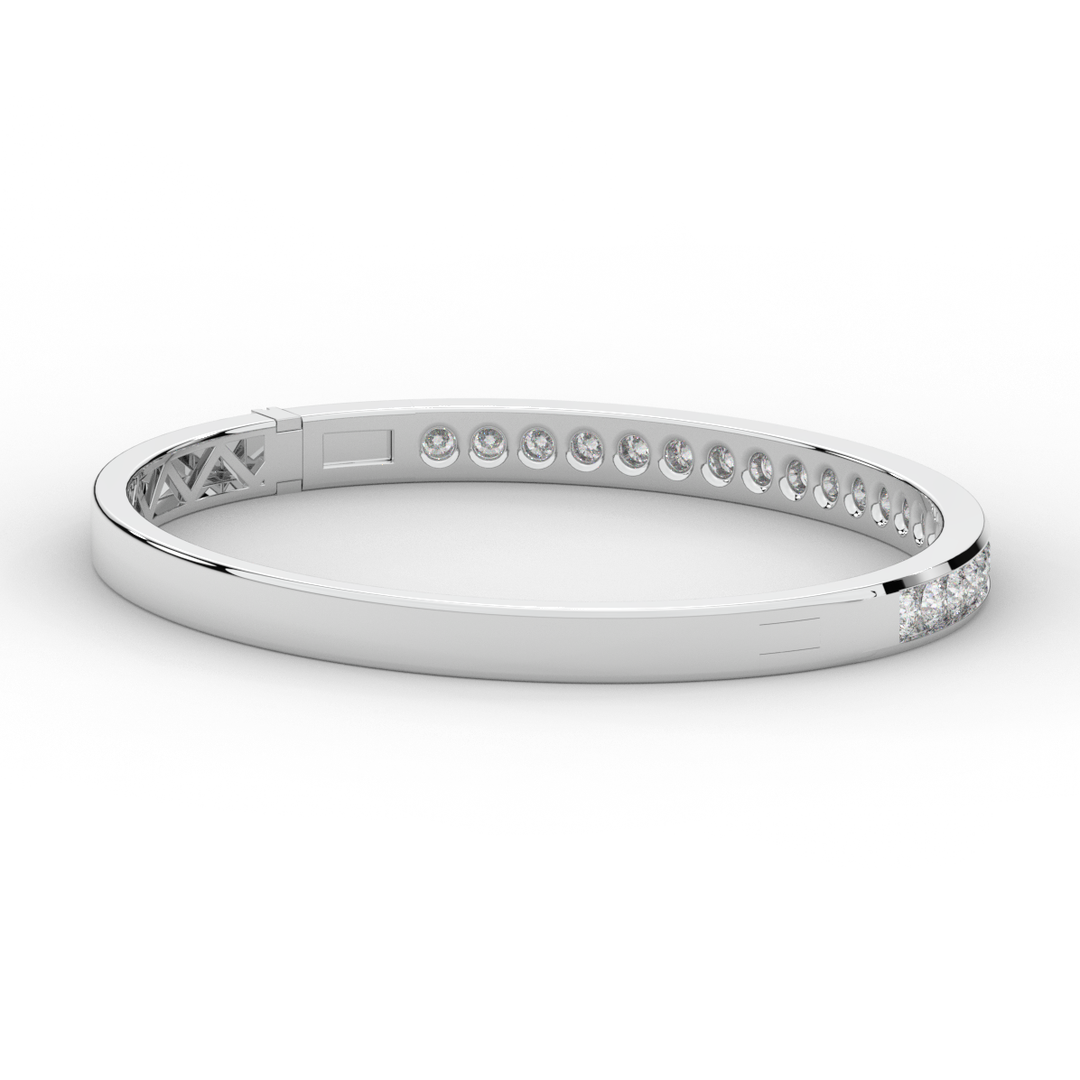 2.75CT.TW ROUND LAB CHANNEL SET DIAMOND BANGLE - Nazarelle