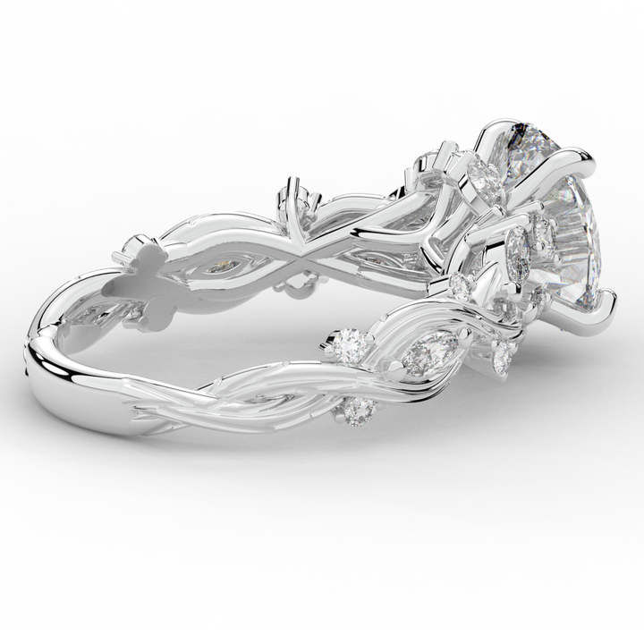 2.60CT.TW OVAL LAB DIAMOND STYLIZED VINE AND TREE BARK FINISH ENGAGEMENT RING - Nazarelle