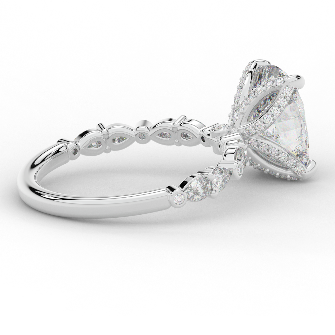 3.60CT.TW CUSHION LAB DIAMOND SOLITAIRE ENGAGEMENT RING - Nazarelle