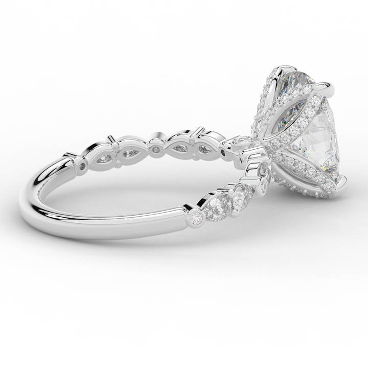 3.60CT.TW CUSHION LAB DIAMOND SOLITAIRE ENGAGEMENT RING - Nazarelle