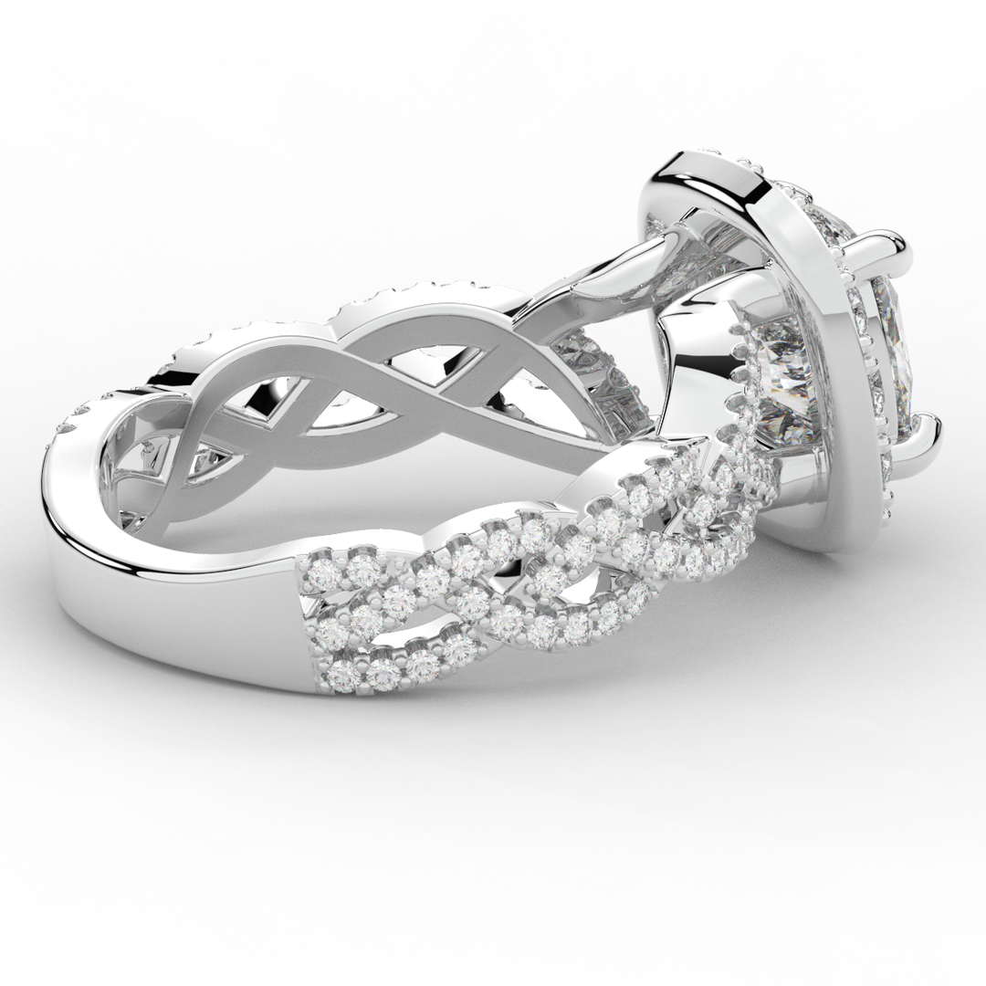 2.70CT.TW CUSHION LAB DIAMOND HALO TRIPLE TWIST ENGAGEMENT RING - Nazarelle