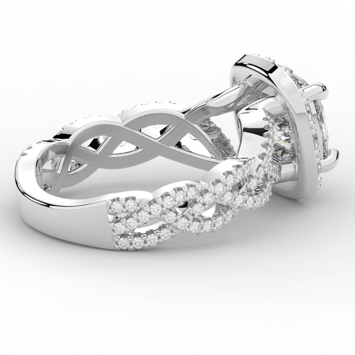 2.70CT.TW CUSHION LAB DIAMOND HALO TRIPLE TWIST ENGAGEMENT RING - Nazarelle