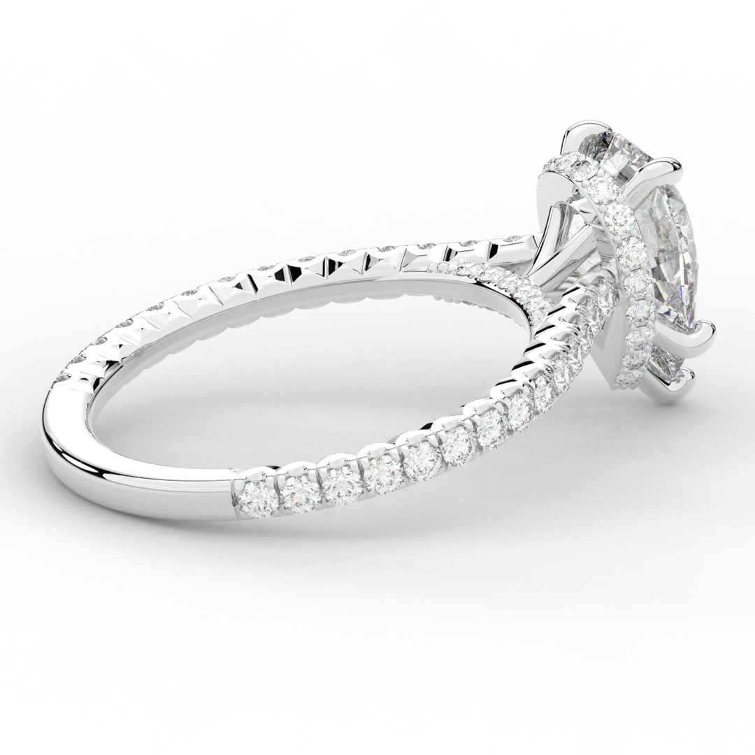 2.50CT.TW PEAR LAB DIAMOND UNDERHALO SOLITAIRE ENGAGEMENT RING - Nazarelle