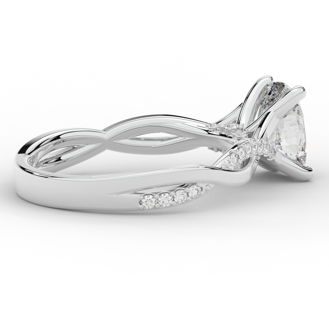 1.70CT.TW CUSHION LAB DIAMOND TWIST BAND ENGAGEMENT RING - Nazarelle