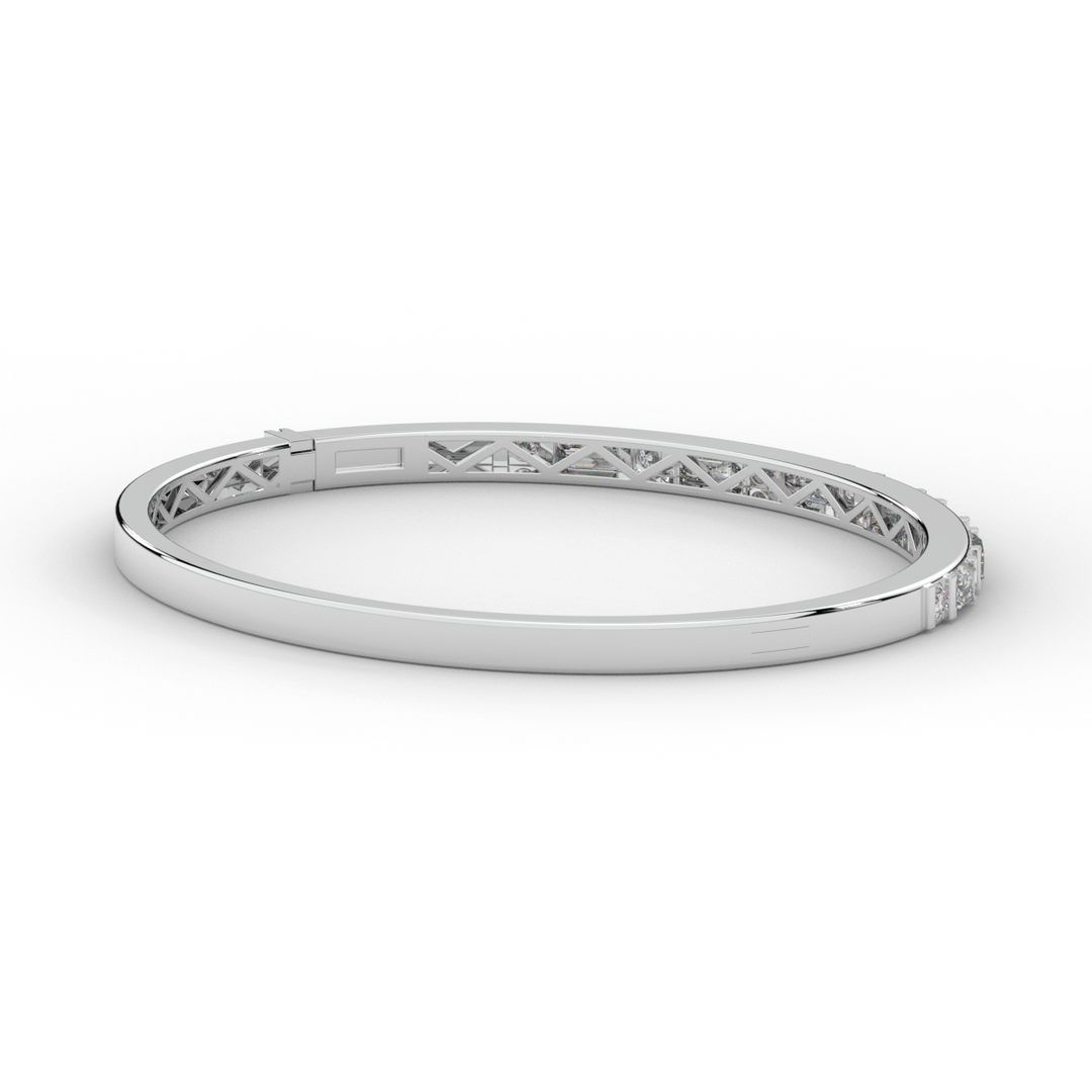 2.75CT.TW ROUND AND EMERALD CUT LAB DIAMOND SHARED PRONG BANGLE - Nazarelle